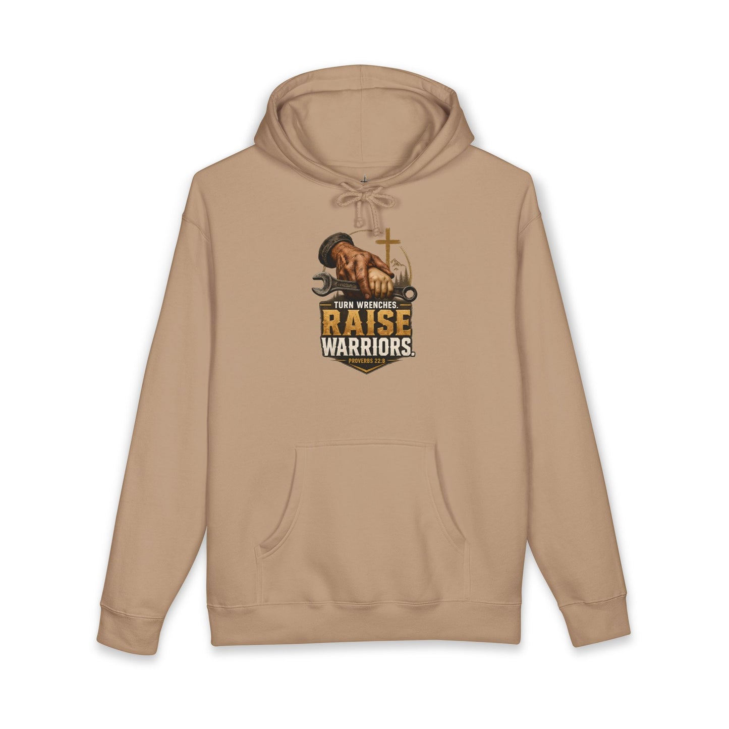 Turn Wrenches Raise Warriors | Christian Dad Hoodie | Proverbs 22:6