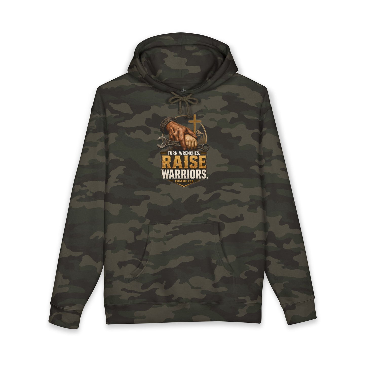 Turn Wrenches Raise Warriors | Christian Dad Hoodie | Proverbs 22:6
