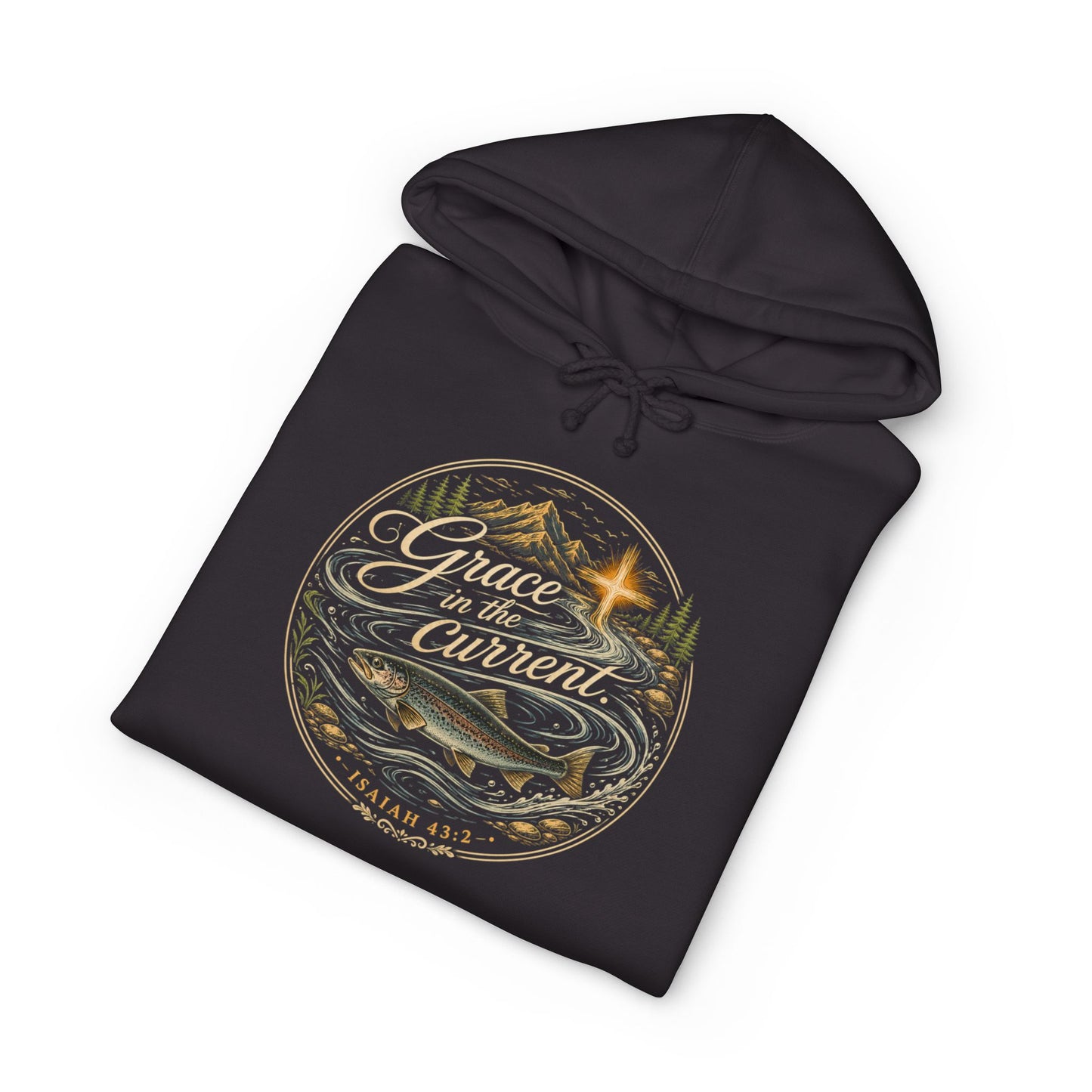 Grace In The Current | Christian Fishing Hoodie