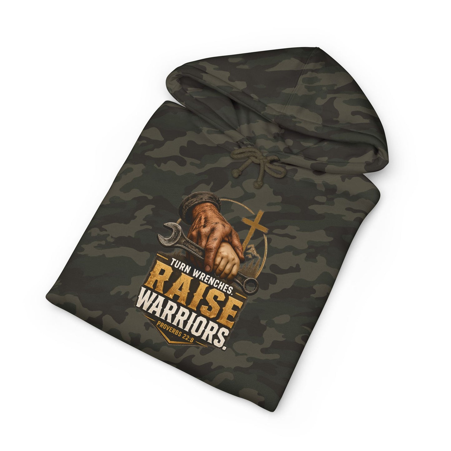 Turn Wrenches Raise Warriors | Christian Dad Hoodie | Proverbs 22:6
