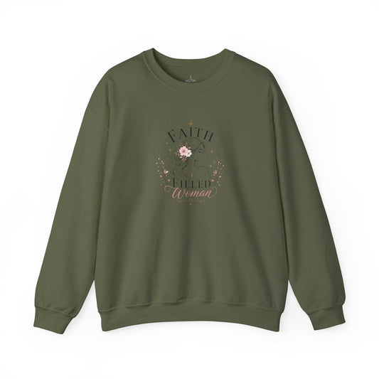 Faith Filled Woman Christian Graphic Crewneck Sweatshirt