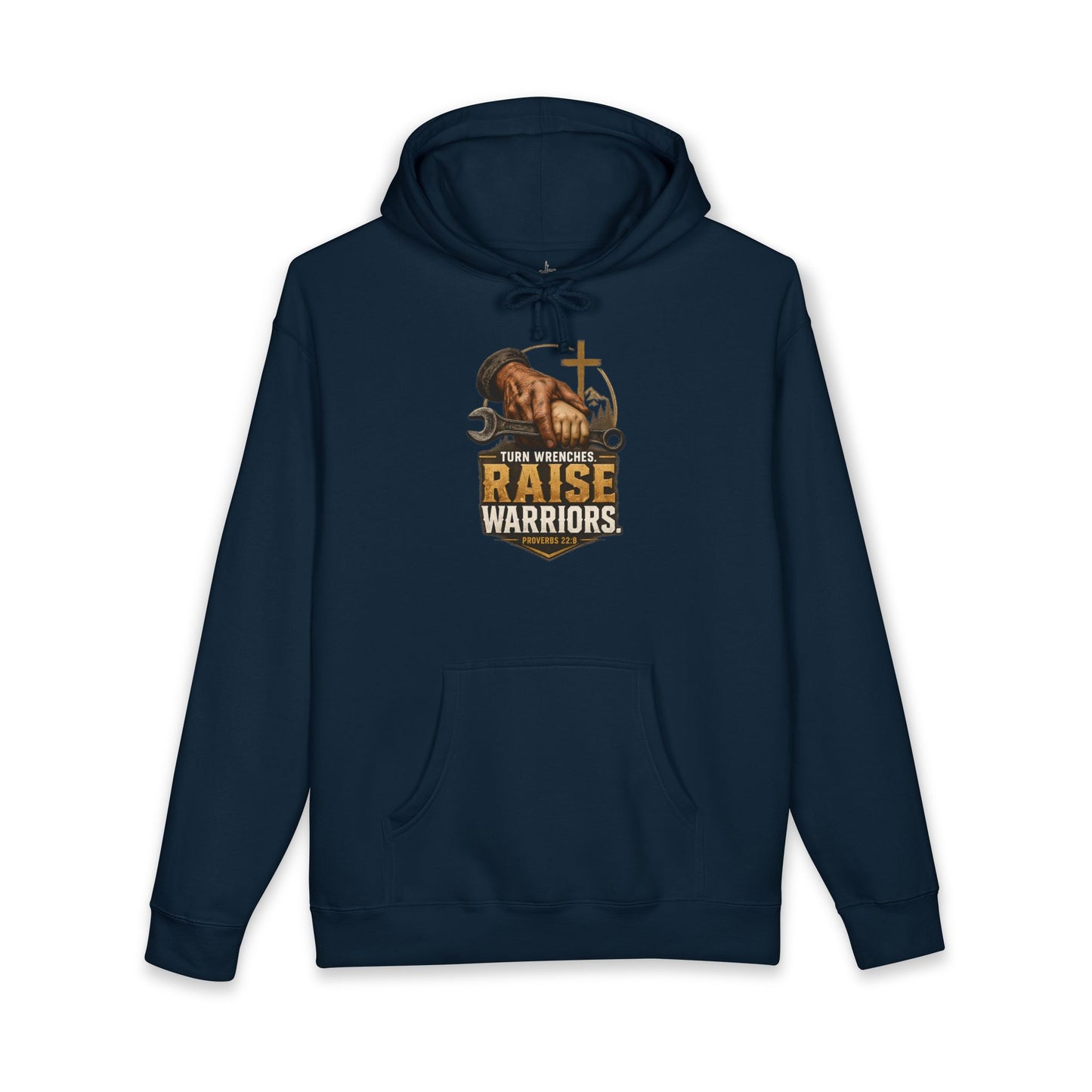 Turn Wrenches Raise Warriors | Christian Dad Hoodie | Proverbs 22:6