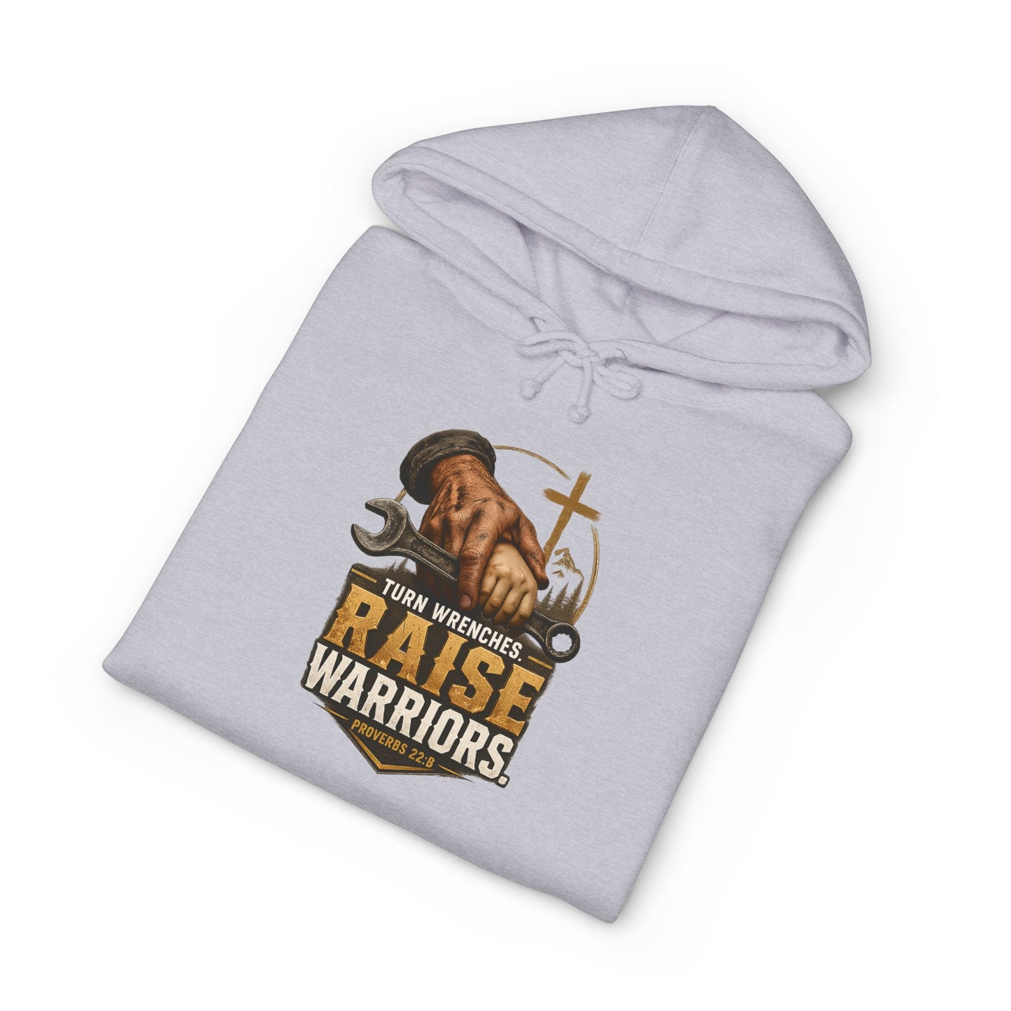 Turn Wrenches Raise Warriors | Christian Dad Hoodie | Proverbs 22:6