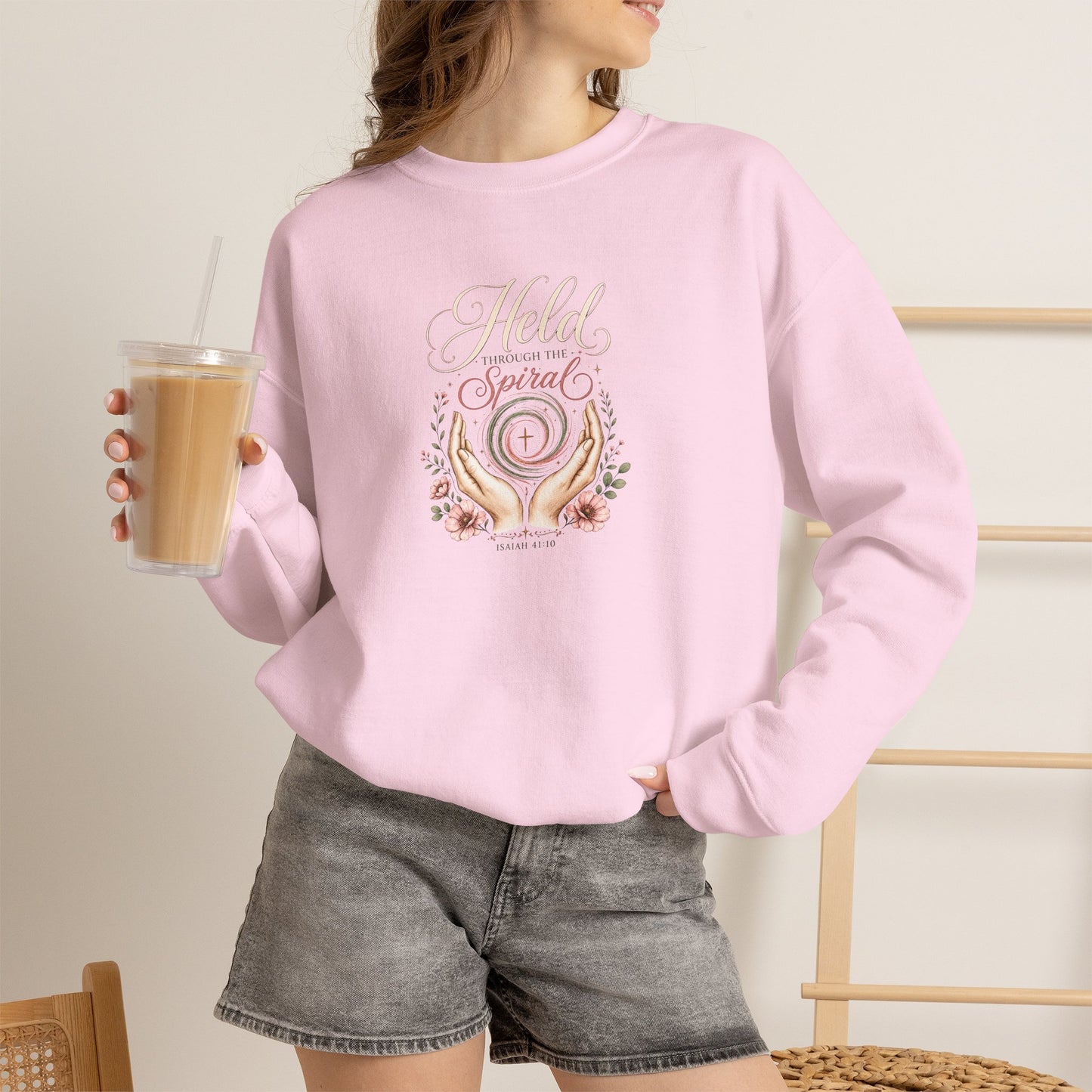 Held Through The Spiral | Christian Crewneck Sweatshirt