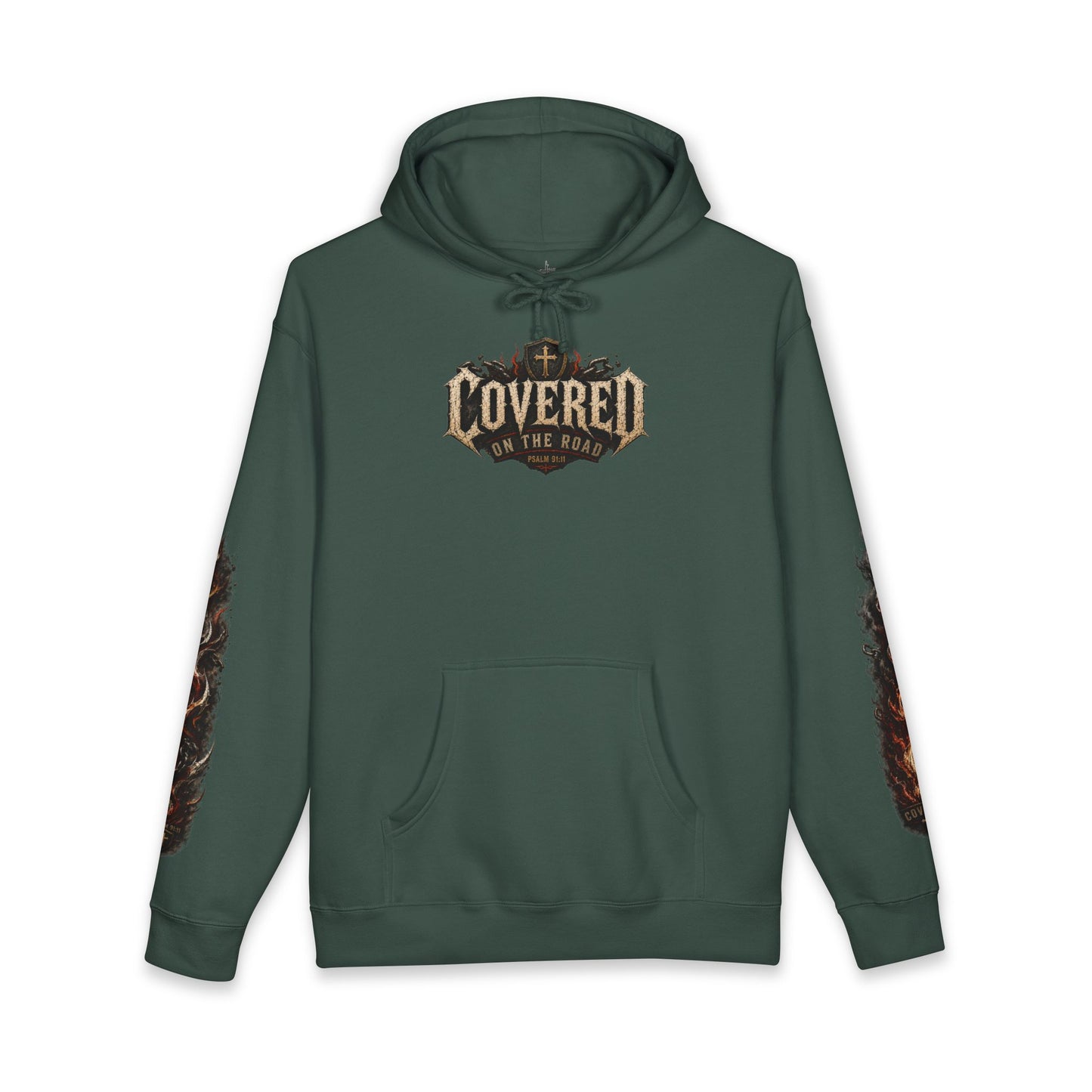 Covered On The Road | Christian Biker Hoodie | Psalm 91:11