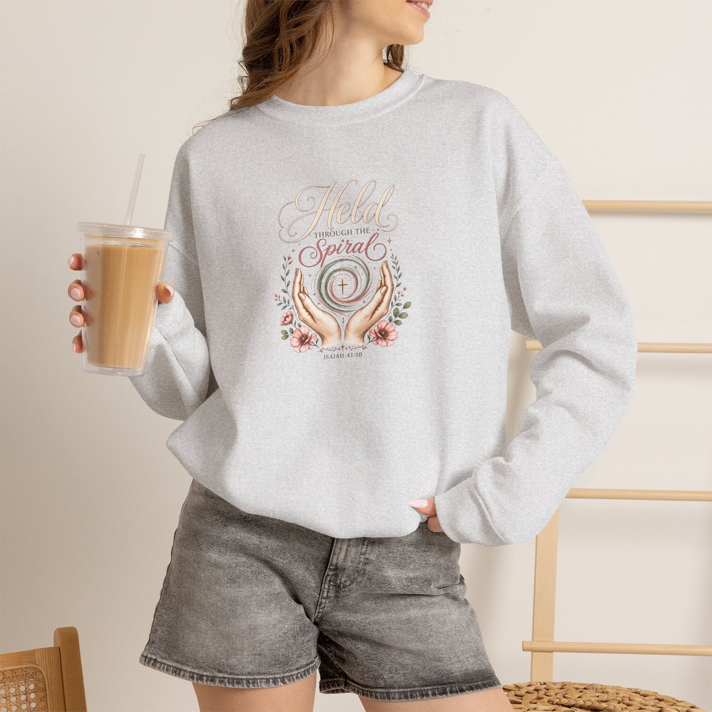 Held Through The Spiral | Christian Crewneck Sweatshirt