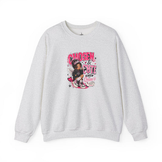 Chosen & Cute Christian Graphic Crewneck Sweatshirt