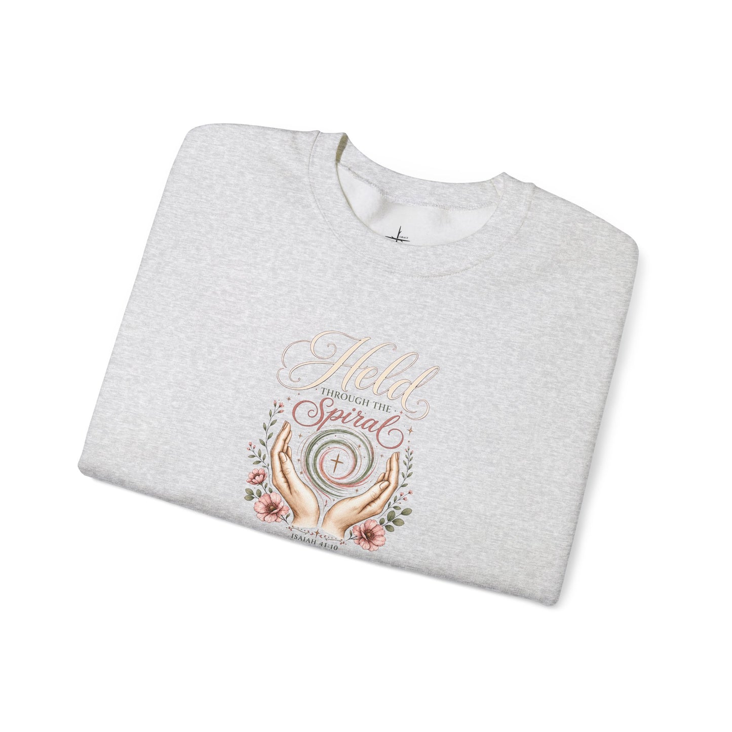 Held Through The Spiral | Christian Crewneck Sweatshirt