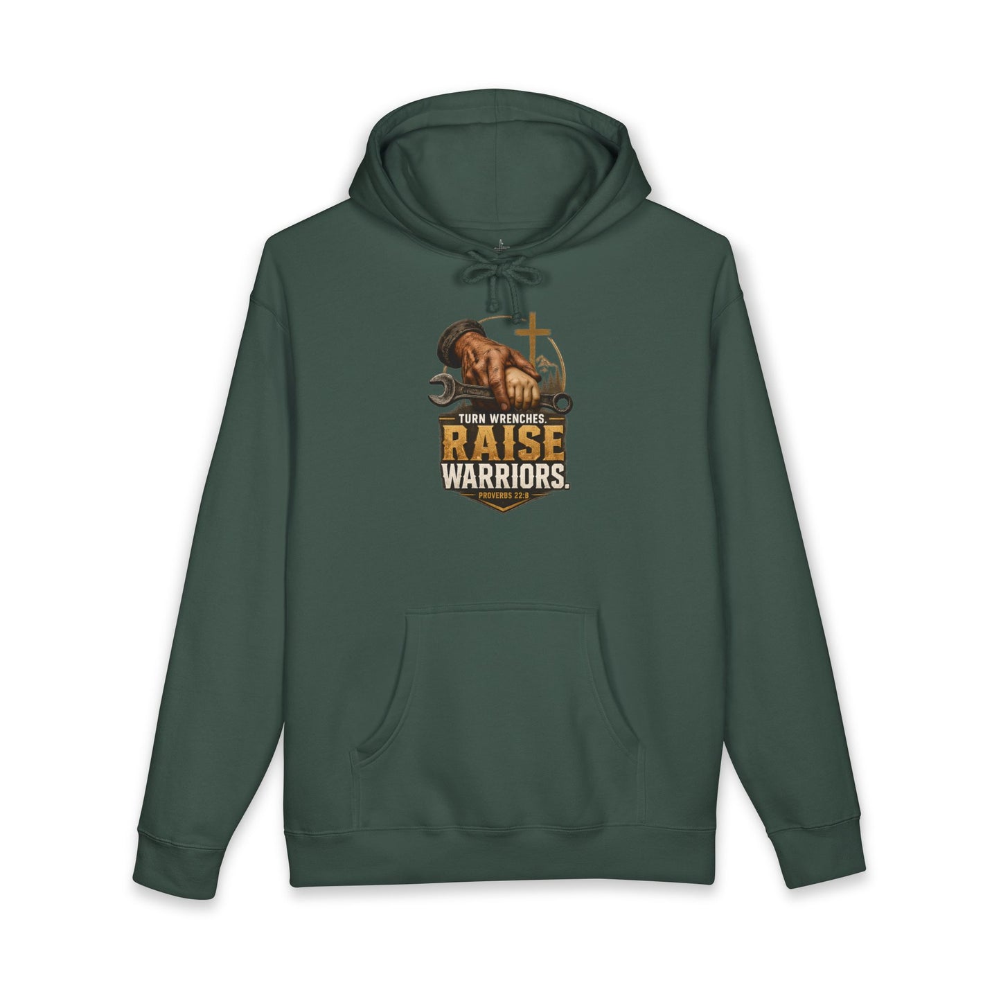 Turn Wrenches Raise Warriors | Christian Dad Hoodie | Proverbs 22:6