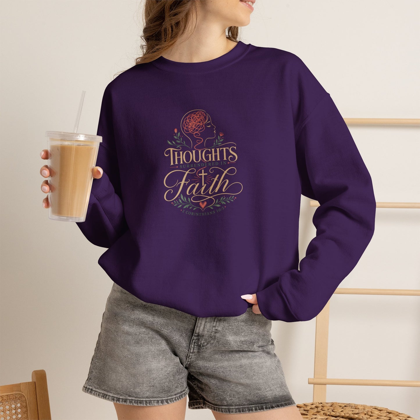 Thoughts Surrendered In Faith | Crewneck Sweatshirt