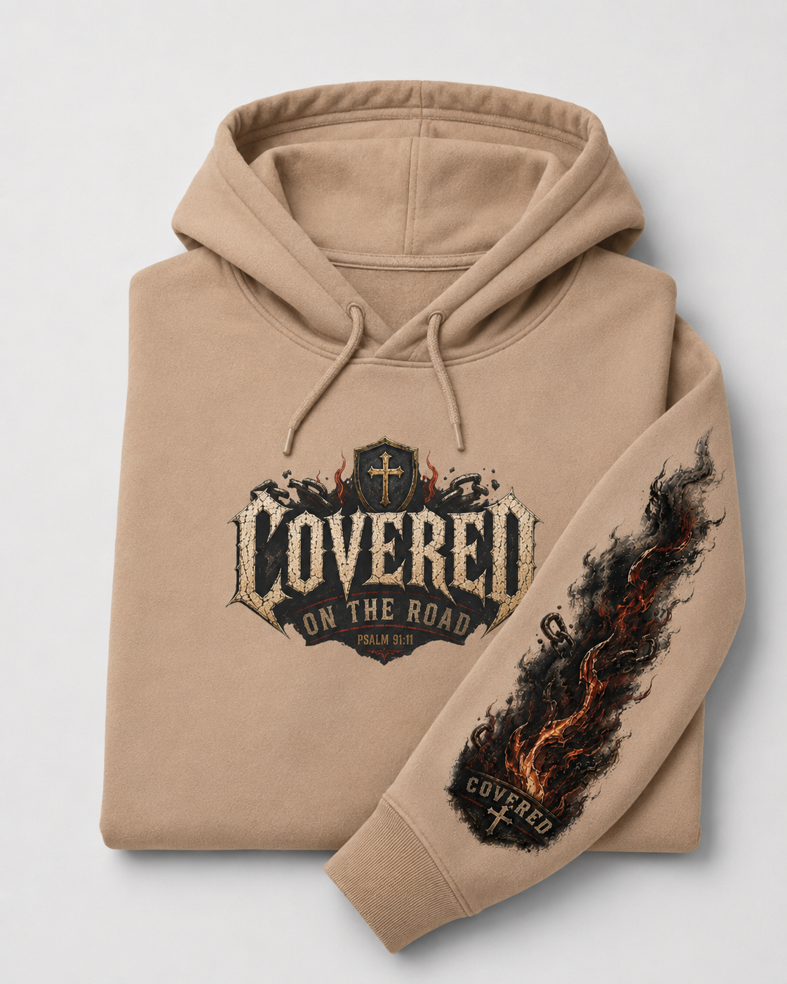 Covered On The Road | Christian Biker Hoodie | Psalm 91:11