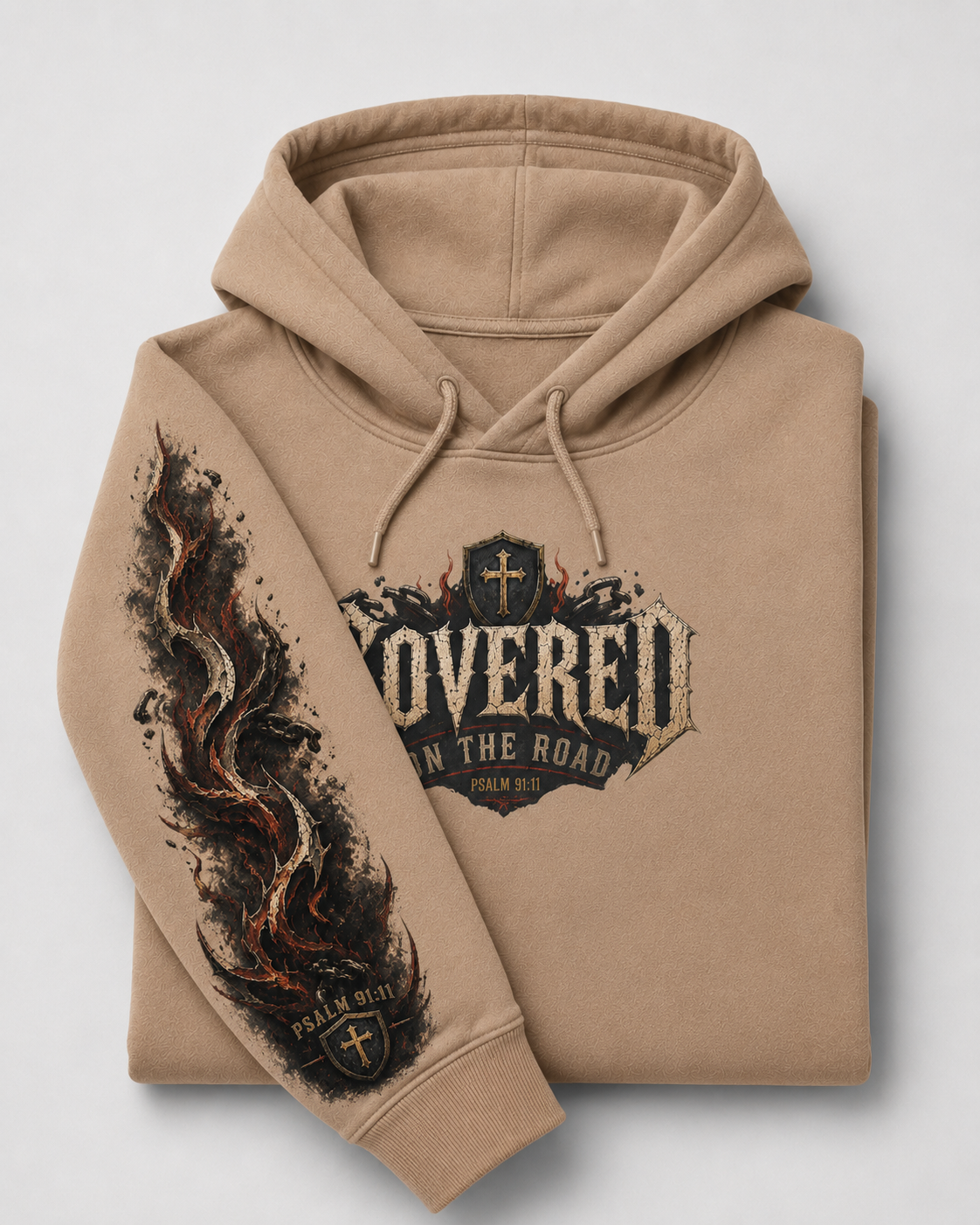 Covered On The Road | Christian Biker Hoodie | Psalm 91:11