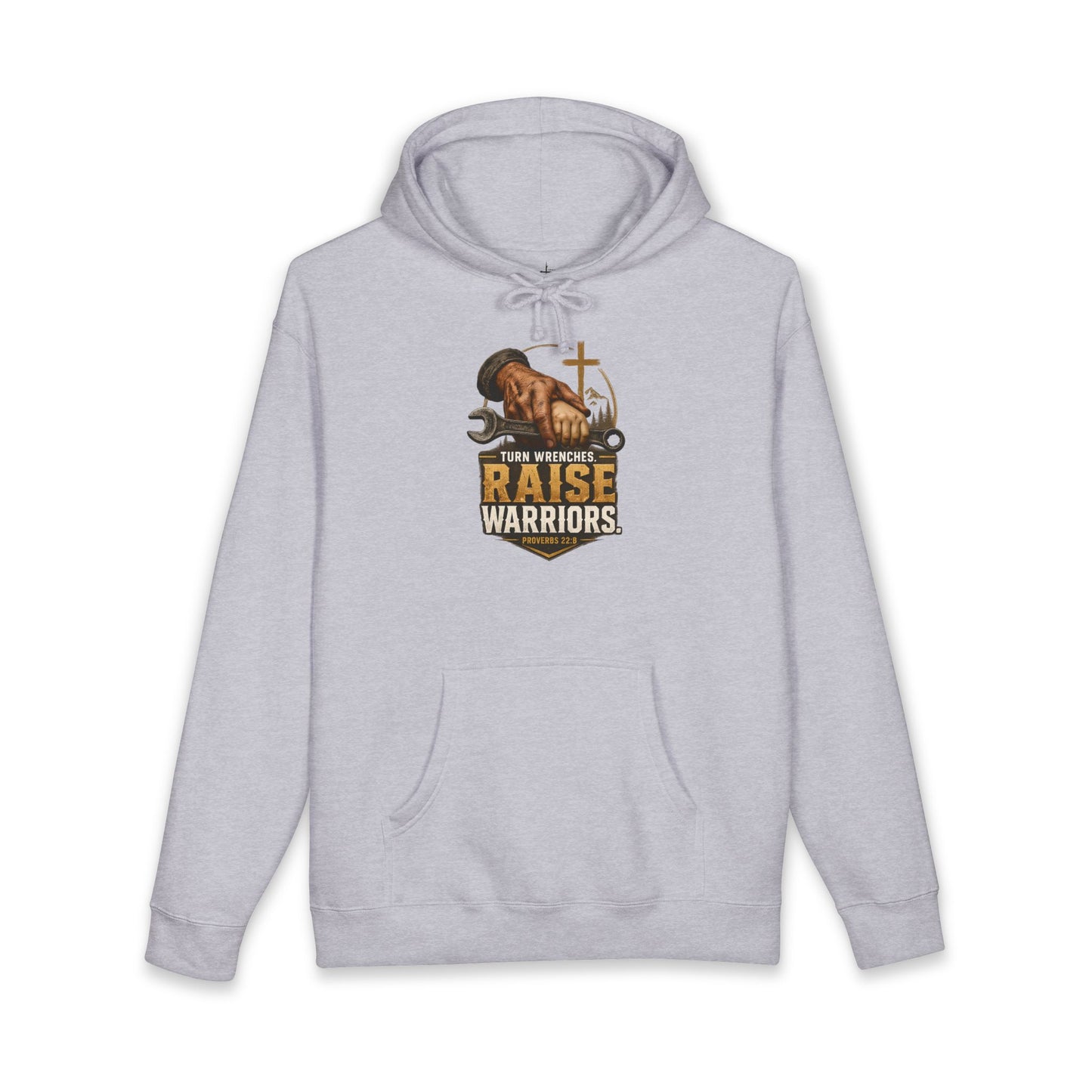 Turn Wrenches Raise Warriors | Christian Dad Hoodie | Proverbs 22:6