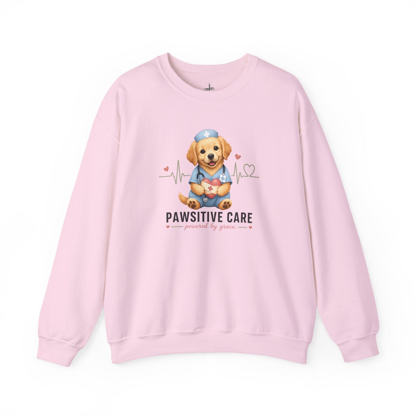 Pawsitive Care Christian Nurse Graphic Crewneck Sweatshirt