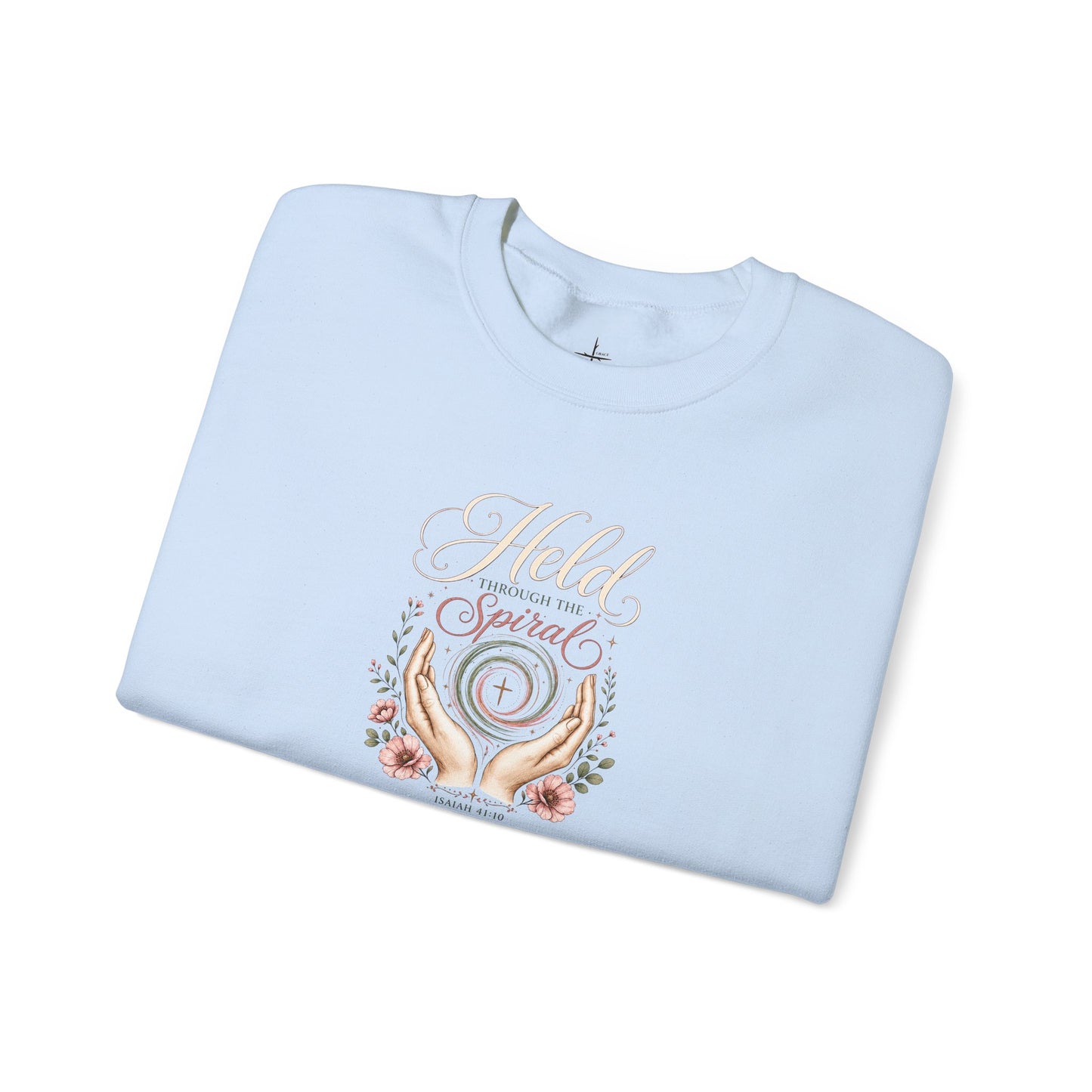 Held Through The Spiral | Christian Crewneck Sweatshirt