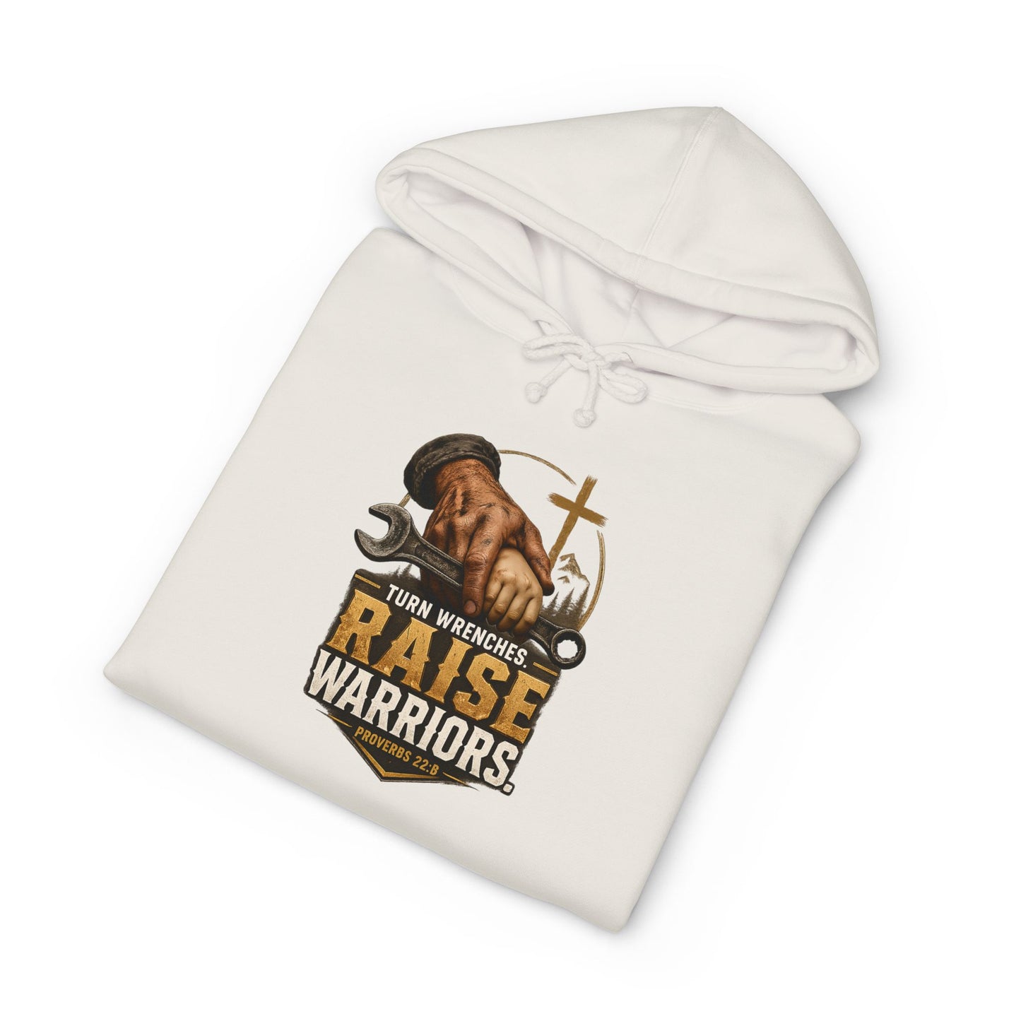 Turn Wrenches Raise Warriors | Christian Dad Hoodie | Proverbs 22:6