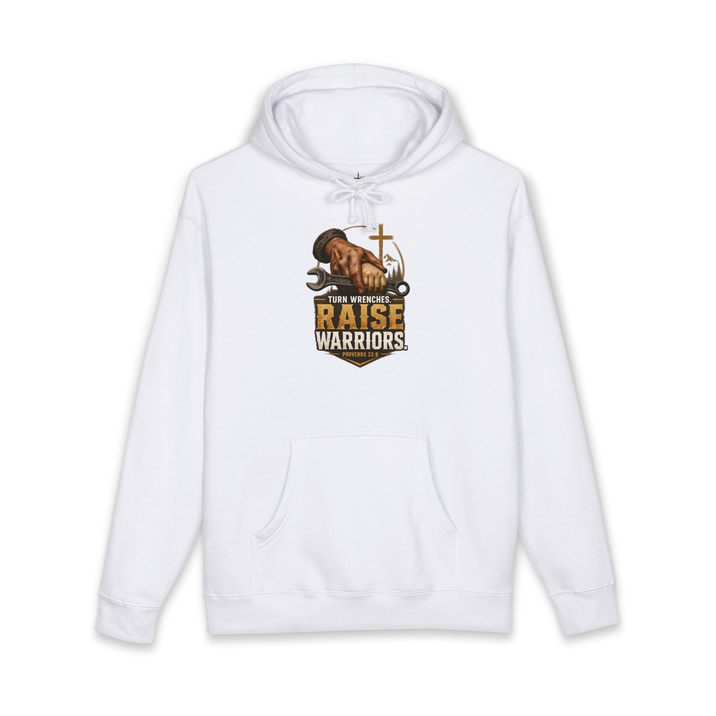Turn Wrenches Raise Warriors | Christian Dad Hoodie | Proverbs 22:6