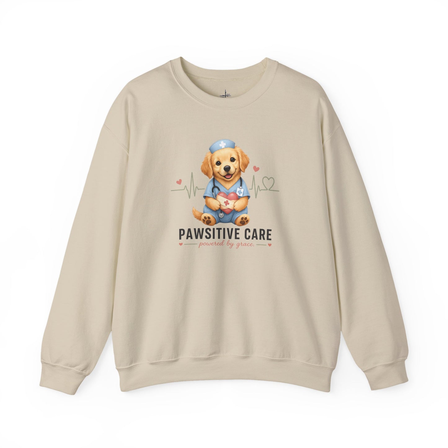 Pawsitive Care Christian Nurse Graphic Crewneck Sweatshirt