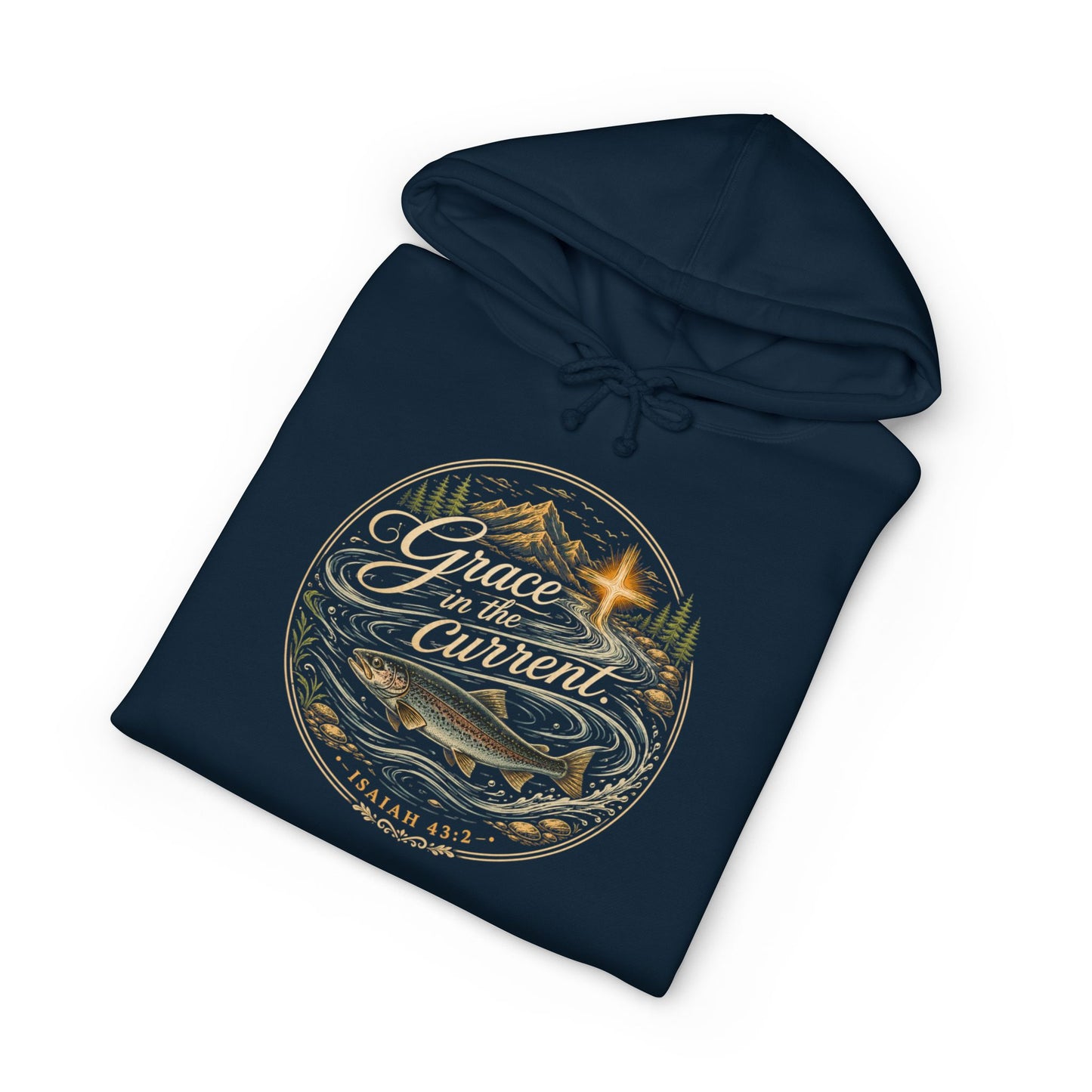 Grace In The Current | Christian Fishing Hoodie