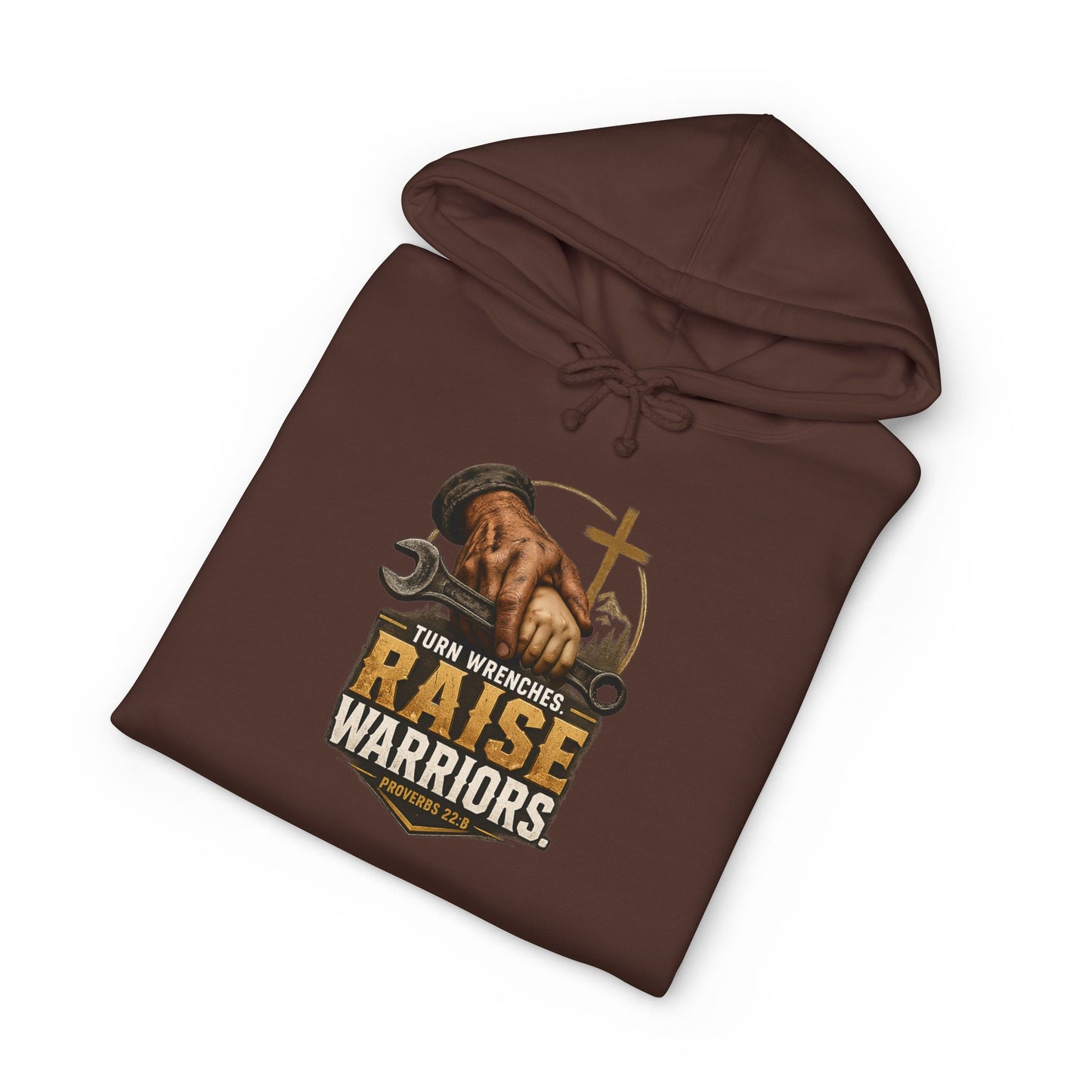 Turn Wrenches Raise Warriors | Christian Dad Hoodie | Proverbs 22:6