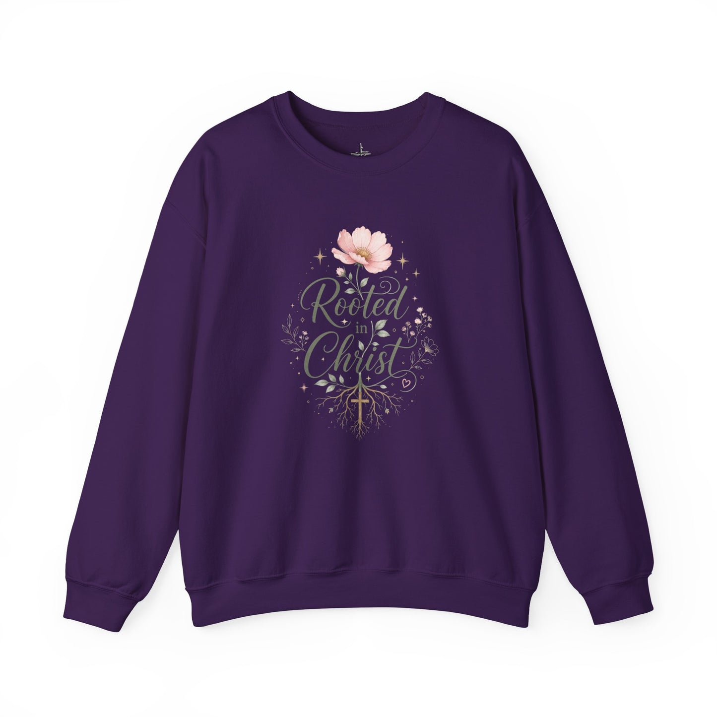 Rooted In Christ Christian Graphic Crewneck Sweatshirt
