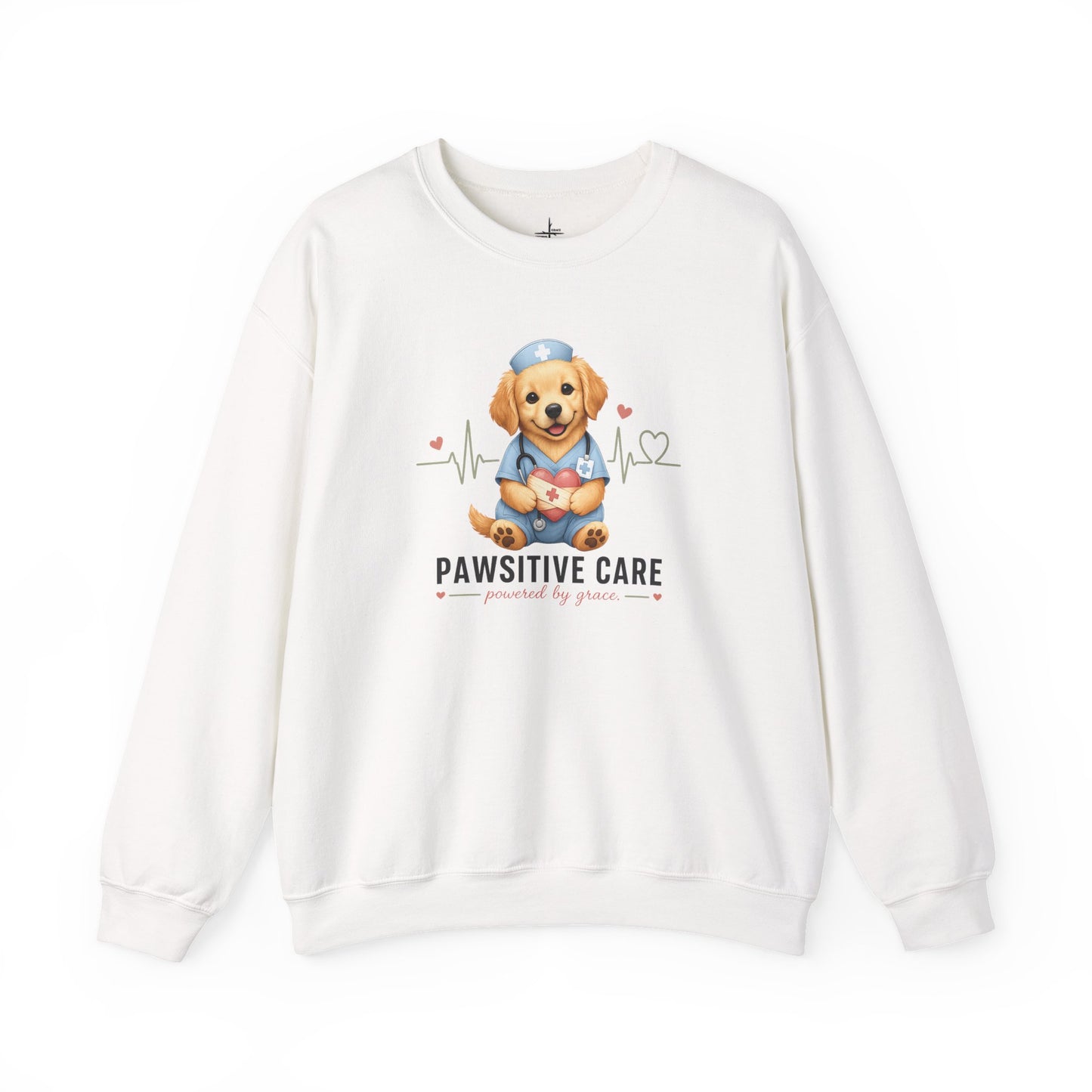 Pawsitive Care Christian Nurse Graphic Crewneck Sweatshirt