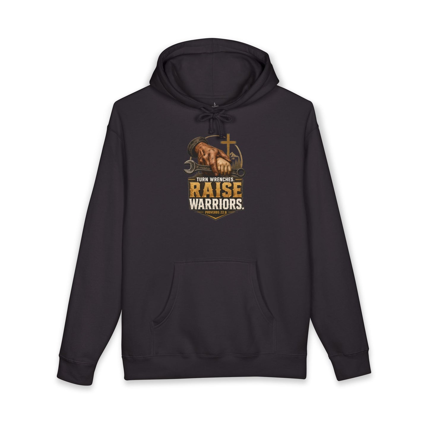 Turn Wrenches Raise Warriors | Christian Dad Hoodie | Proverbs 22:6