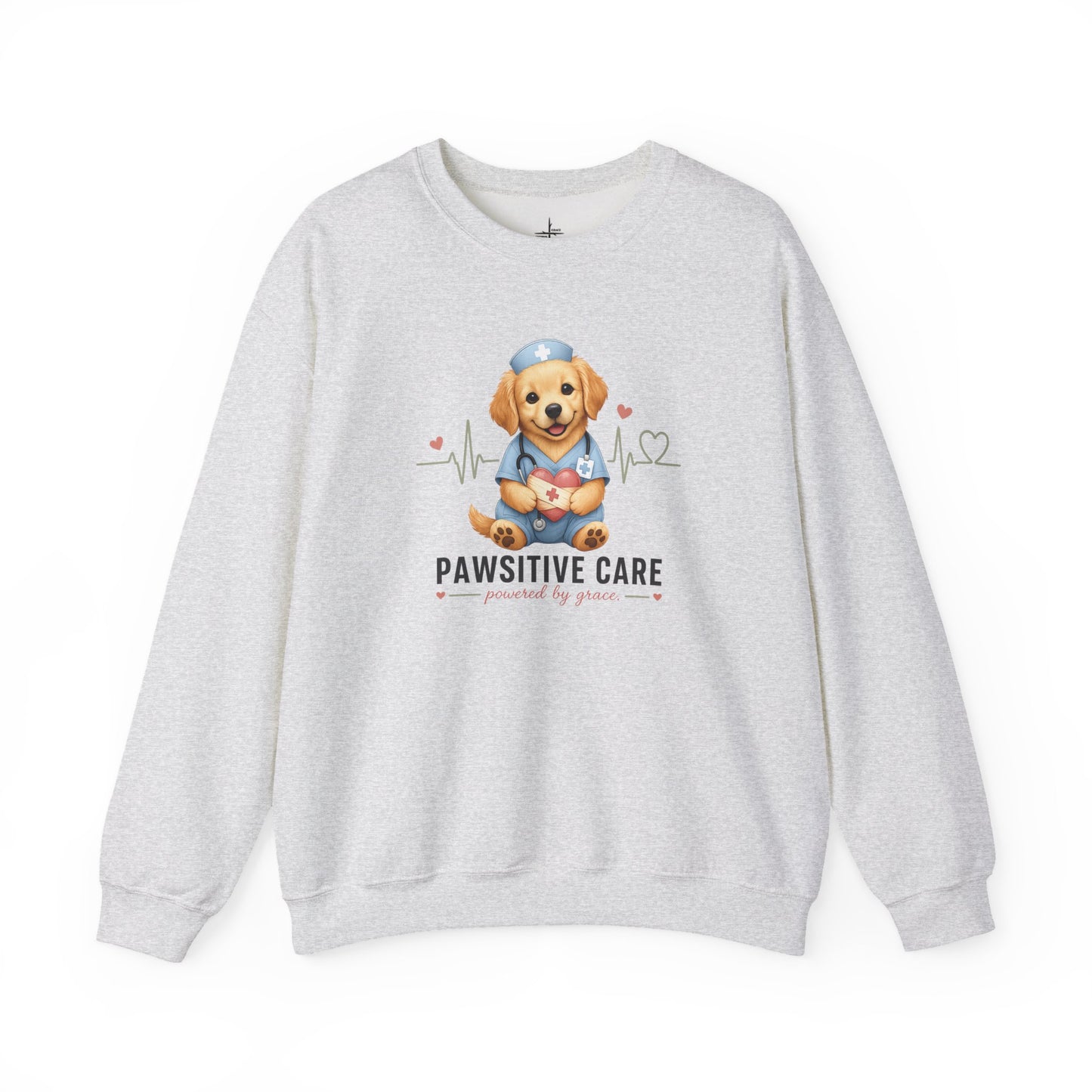 Pawsitive Care Christian Nurse Graphic Crewneck Sweatshirt