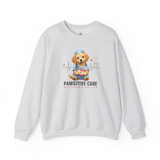 Pawsitive Care Christian Nurse Graphic Crewneck Sweatshirt