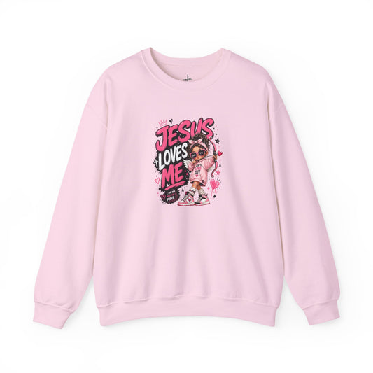 Jesus Loves Me Sweatshirt — Cute Pink Faith Crewneck for Girls & Teens