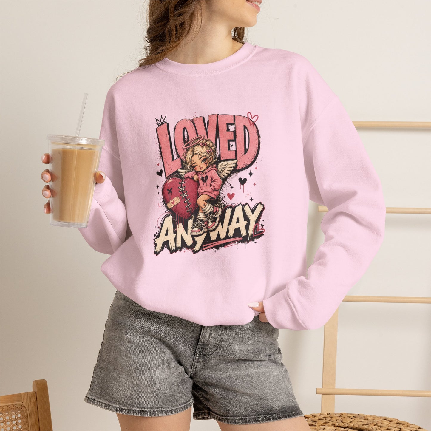 Loved Anyway Christian Graphic Crewneck Sweatshirt