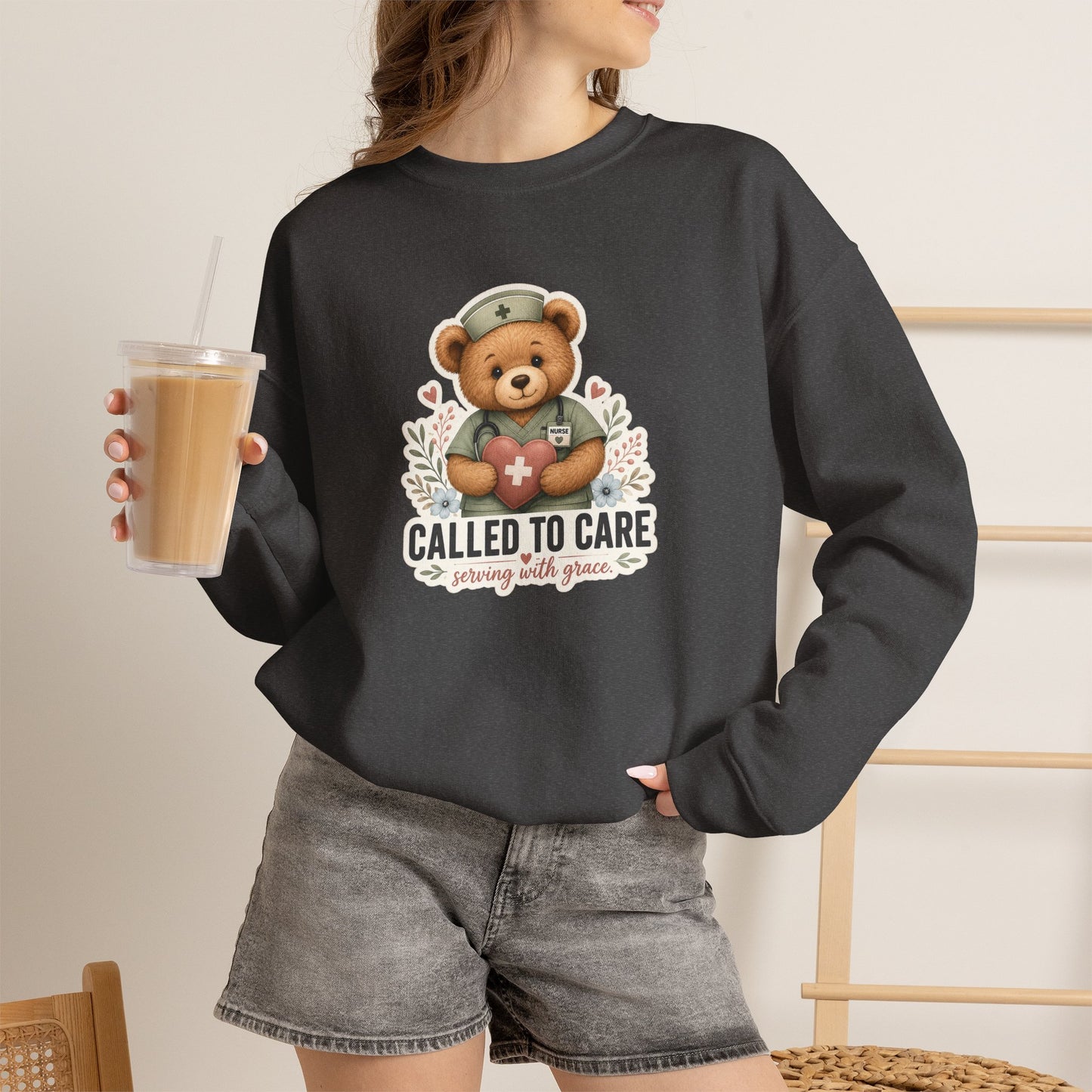 Called To Care Christian Nurse Graphic Crewneck Sweatshirt