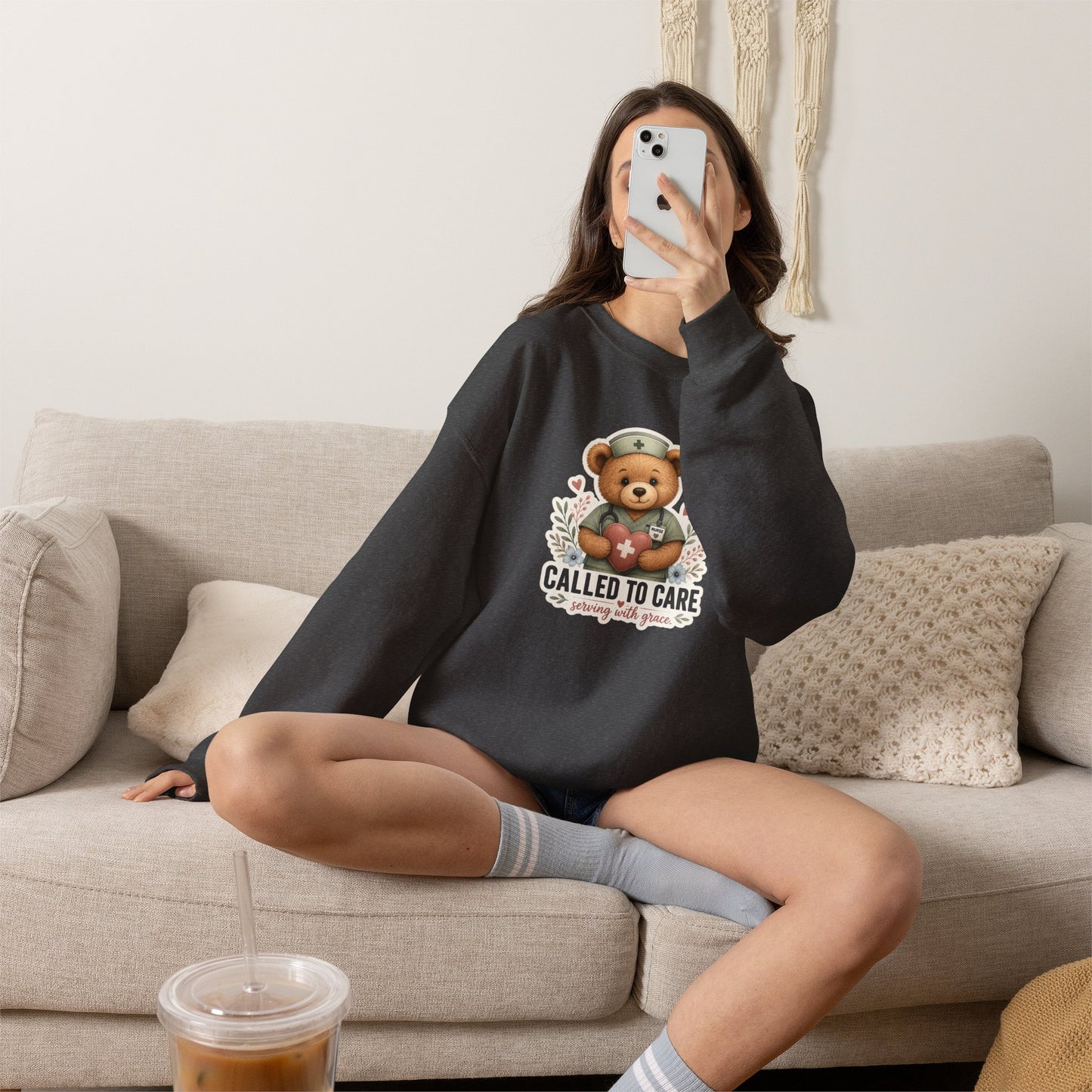 Called To Care Christian Nurse Graphic Crewneck Sweatshirt